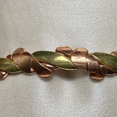 Vintage intertwined brass and copper hand-crafted bracelet from Spain