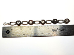 Vintage Art Deco Victor Mayer Silver Good Luck Bracelet Mahogany Wood Panel