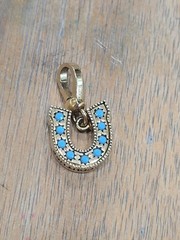 Vintage Y2K JUICY COUTURE 2004 Lucky Horseshoe Gold/Turquoise/Crystal Charm
