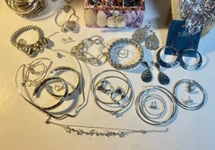 HUGE VTG to Mod Estate Silver-tone Jewelry Lot 110+ Pieces, Some Signed/NWT