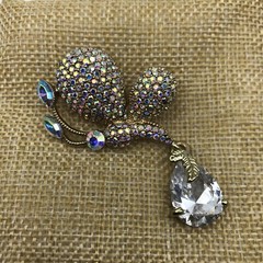 Beautiful Pave AB rhinestone butterfly brooch pin large dangle stone
