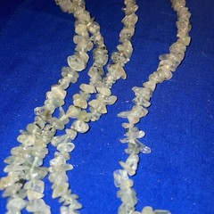 Prehnite Necklace Gemstones Green Chip Beads 56” Long Nuggets Strand-Estate Find