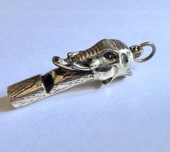 Vintage 1960s-1970s Gold Plated Figural Elephant Whistle Pendant Charm