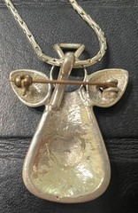 VTG Silver Metal Heart Angel Pin/Pendant and 17″ Silver Chain