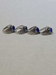 4pc Lot Size 12 Men US Army Military Rings Blue Sapphire Simulated Stone Bulk