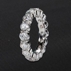 Round Moissanite Wedding Ring Full Eternity Band Stackable Tennis 9 NWT