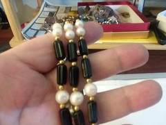 24″ Black and Faux Pearl “TM Trifari” Multiple Strand Necklace 05-01-2024