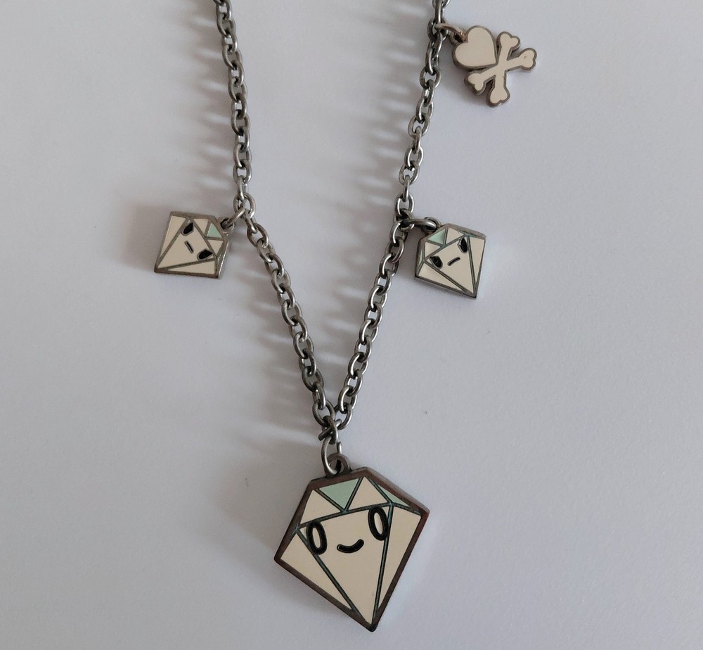 Vintage Rare Tokidoki Necklace Long Chain Charms Double Sided Print