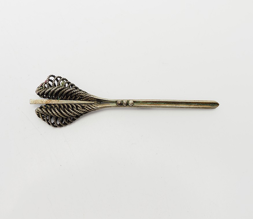 Latvia 1960s ethnic traditional style handmade modern melchior brooch pin