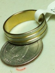 Vintage Stainless Steel Mens Ring Art Deco Line Color In Photo Size 12.5 B33