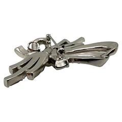 Vtg Silver Tone Anthony Aquilino Clear Rhinestone Fancy Ribbon Brooch