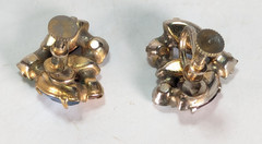 Vintage Multicolor Rhinestone Leaf Gold Tone Screwback Earrings Huggies Fashion