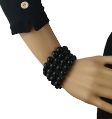Vintage Black Glass Graduated Bead Coil Bracelet