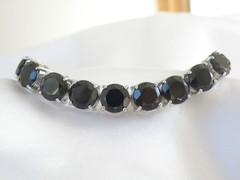 Sterling Silver 925 Natural 50tcw Black Spinel Tennis Bracelet 8″