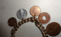 Vintage 1950/60’s Foreign Coin Bracelet 10 Coins E. Africa, India, Pakistan, Por