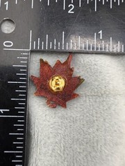 Vintage Canadian Maple Leaf Leather Brooch Pierced Earrings Set Signed By Artist