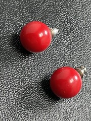 Vintage 10mm Red Lucite Ball Earrings