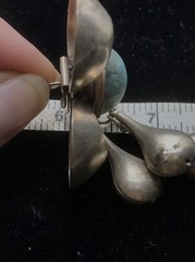 Vintage High End Fashion Jewlery Southwestern Silver Turquoise Pierced Earrings