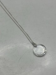 Vintage Faceted Cut Clear Crystal Round Pendant on 18″ Sterling Chain 2G