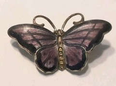 Norway Hroar Prydz 925S Sterling Purple Enamel Butterfly Pin