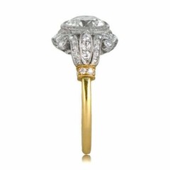 Vintage Bazel Set Edwardian Circa Lab Created Diamond Art Deco 925 Silver Ring