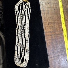 Vintage Genuine Fresh Water Rice Pearls Multi-strand Necklace 17”