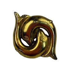 Signed MMA entwined dolphin earrings Metropolitan Museum Art matte goldtone
