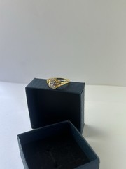 Vintage Clear Cubic Zirconia Ring Gold Plated Womens Size 10
