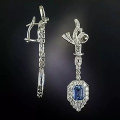 Art Deco 5.50CT Real Blue Topaz Earring Vintage 925 Silver Drop Dangle Halo