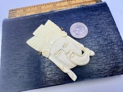 Carved Bleached Cow Bone Face Pendant Findings Vintage RO-DO Rosemary G NOS