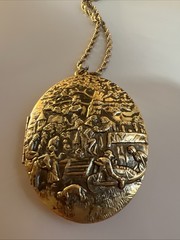 Vintage Revlon Perfume Locket Intimate Heirloom Gold Tone Chain Necklace