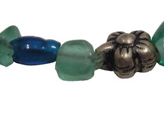 Artisan Ocean Blue Color Glass Beaded Choker Necklace Sea Colors 16 Inch