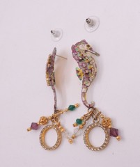 Lunch At The Ritz Seahorse Earrings Dangle Drop Pierced Vintage 90’s Jeweled