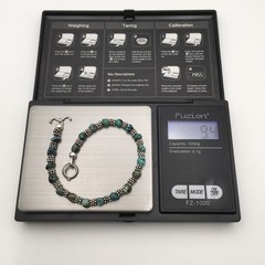 Silver Schark Handmade Sterling Silver & Turquoise Chunk Bead Bracelet 7” #25