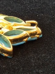 Juliana DE VTG Turquoise Marquise Pendant Necklace Clip Earrings Set READ Detail