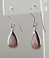 925 Pink Chalcedony Teardrop 1in Drop Earrings Sterling Silver Bezel Set Pear