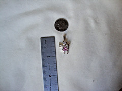 VTG 1970s STERLING SILVER STAMPED 925 ANGEL PINK CZ BIRTHSTONE SLIDE PENDANT