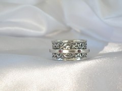 Vintage Sterling Silver 925 Natural Amethyst Spin Spinning Vine Ring 9.5