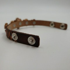 Peasant Leather Flower Cuff Bracelet Adjustable Handmade Boho Country Cottage