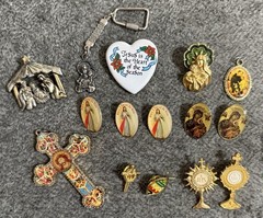 Vintage Religious Pins Brooch Pendant Christmas Pin Lot Catholic Nativity etc…