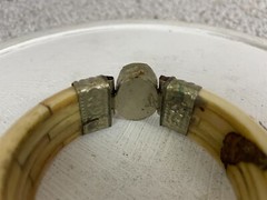 Bangle Bracelet Womens 3″ Ornate Brass Clamper Horn Bone Stone Gem