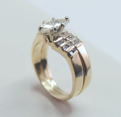Vintage 14k Yellow Gold 23 Stone Diamond .62ctw Wedding Set Lady’s Ring Size 5