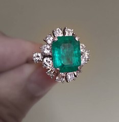 4.00CT Green Emerald Cut CZ Antique Art Deco Style Engagement Ring In 925 Silver