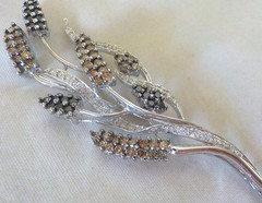 Estate 14K White Gold Bouquet Cluster Diamond Brooch -10.8 gms, 2.65 in, 1.52 ct