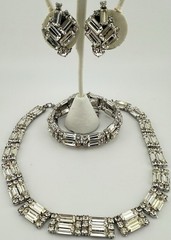 WEISS RARE SILVERTONE RHINESTONE EARRINGS BRACELET & NECKLACE PLEASE READ 162B