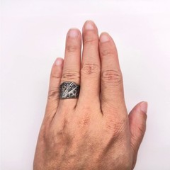 Vintage Royal Flush Poker Sterling Silver Ring Adjustable Size 8.5