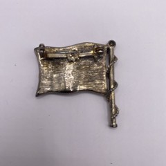 Vintage American Flag Brooch Pin Silver Tone USA Red White And Blue Old Glory
