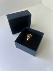 Vintage Red Cubic Zirconia Ring Gold Plated Womens Size 9.5