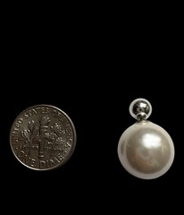 Vintage 12.5mm Faux Pearl Post Earrings Push-On Back Oversized Statement Studs