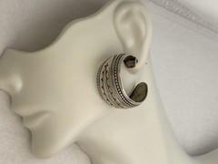 Sterling Silver Hoop Earrings Stamped Design 1″ x 5/8″ 9.7 g Pierced Post